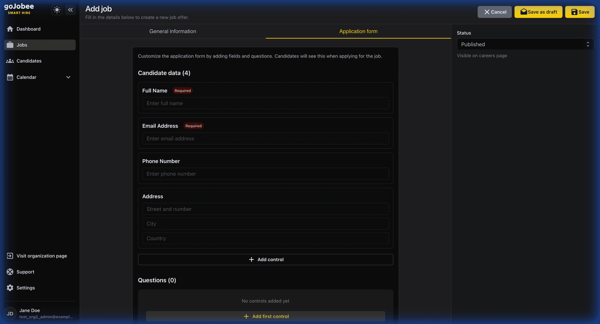 Application Form Tab