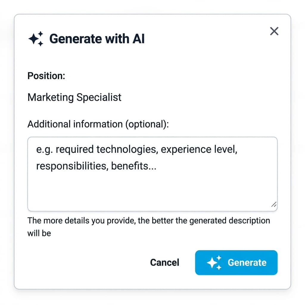 AI Job Description Generator Interface