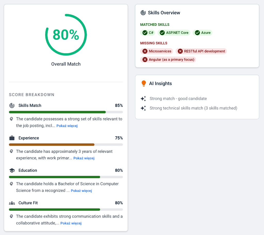 AI Match Score Interface