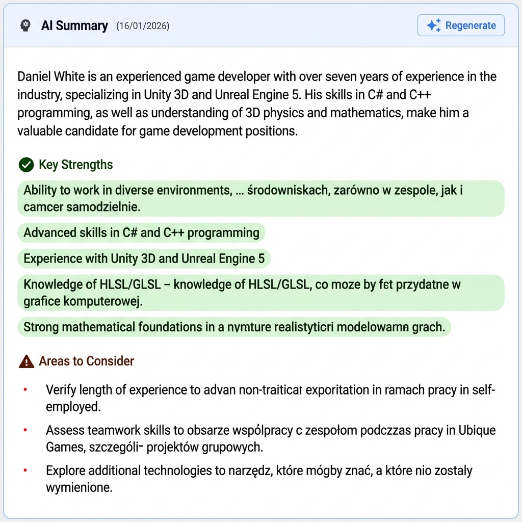 AI Candidate Summary